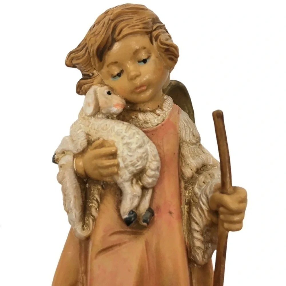 VINTAGE 90s Fontanini Nativity Figurine #662 Little Angel Shepherd Lamb 1993